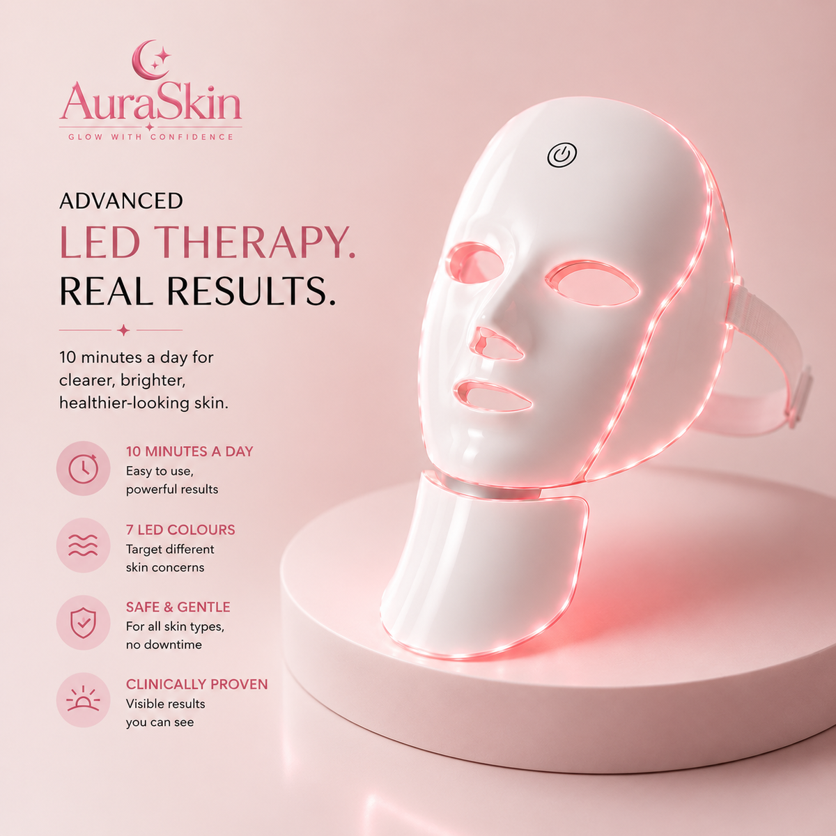 AuraSkin™ | 7-Colour LED Light Therapy Face Mask