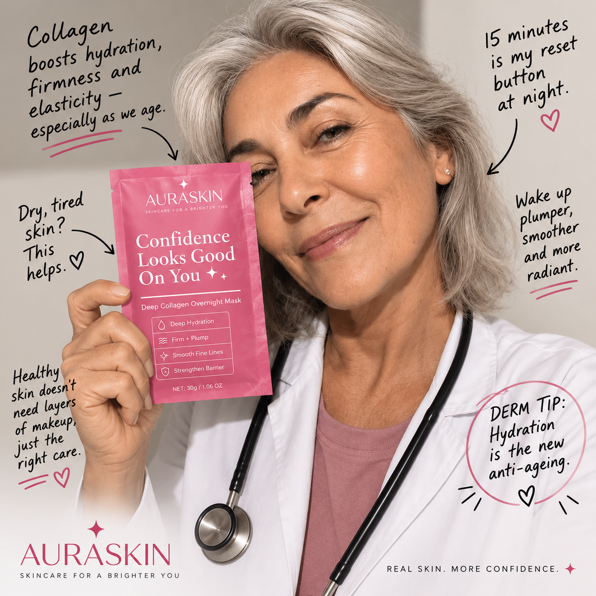 AuraSkin Deep Collagen Overnight Hydrogel Mask™